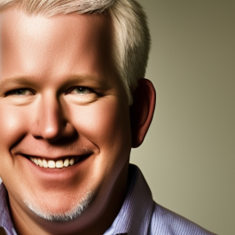 A smiling middle-aged man with short gray hair and a trimmed beard, wearing a light-colored collared shirt, is shown in a close-up portrait.
