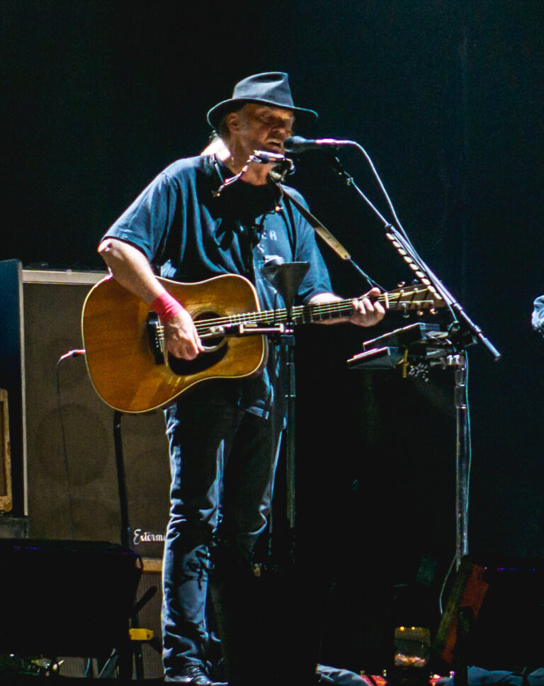 neil young performing at desert trip on october 9, 2016