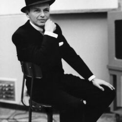 Frank Sinatra in a Capitol Records studio portrait from 1957